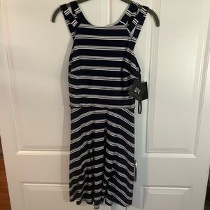 NWT I.N. San Francisco Navy and White Striped Dress- Medium